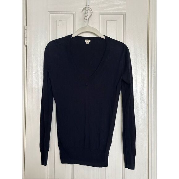 women's J. Crew 100% cotton V-neck sweater navy size XXS - Picture 3 of 8